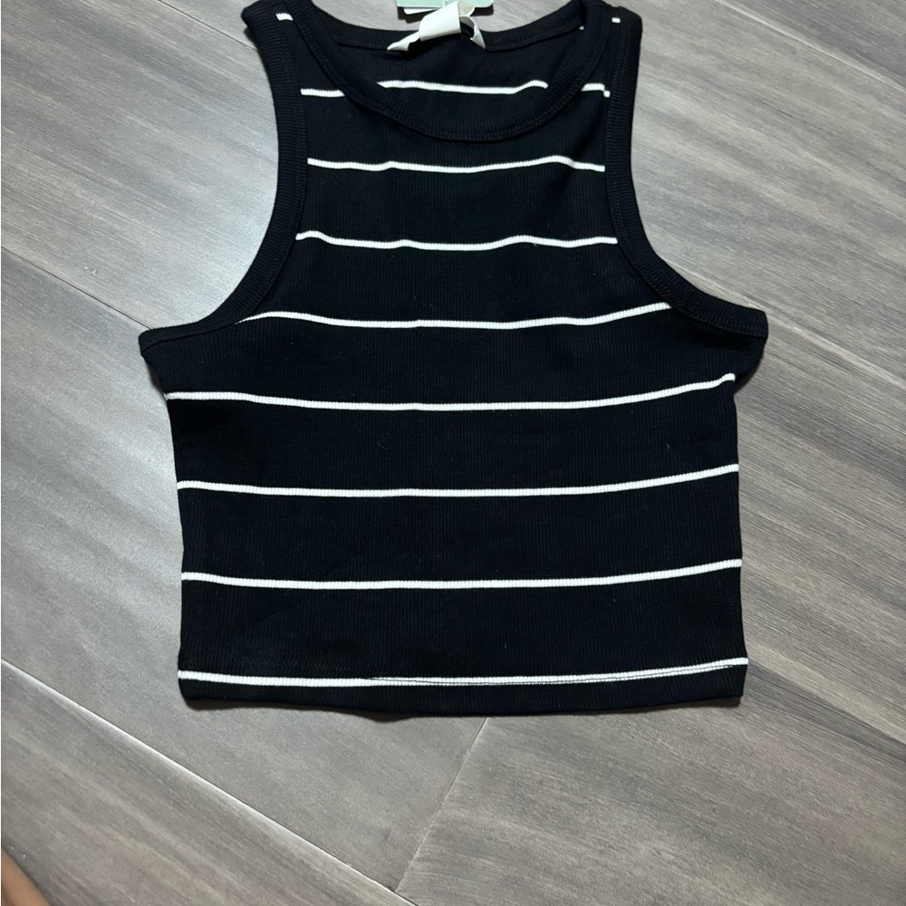 H&M Black and White Striped Tank Top